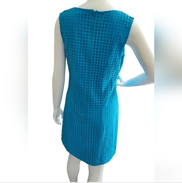Alfred Sung cotton blue eyelet sleeveless dress - Size 4 - Picture 4 of 9